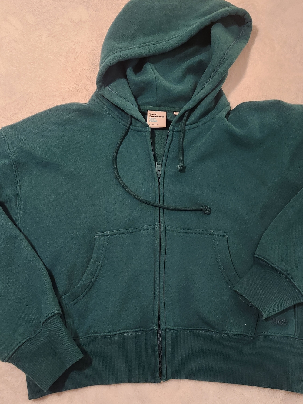 Aritzia TNA Cozy Sweatfleece Boyfriend Hoodie in Green Size Medium
